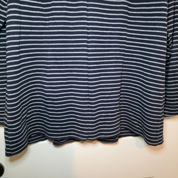 J. Jill Single Breasted Navy Striped Cotton Blend Blazer Jacket Size L - Picture 8 of 10